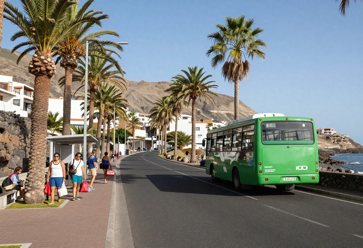 Parada de guagua en la zona sur de Tenerife, cerca del parque
